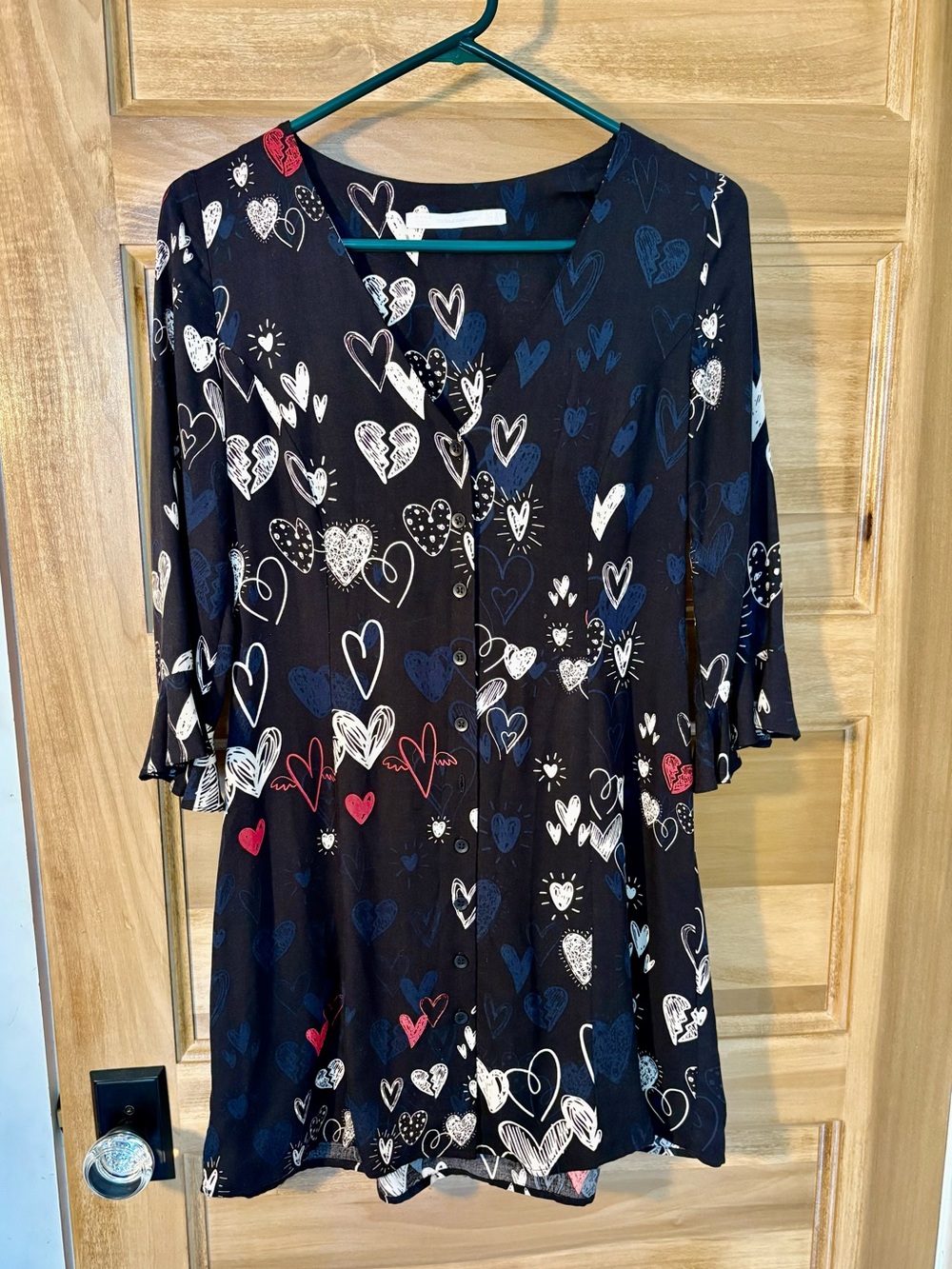 Zara Trafaluc Collection Heart Print Mini Dress Small Boho
